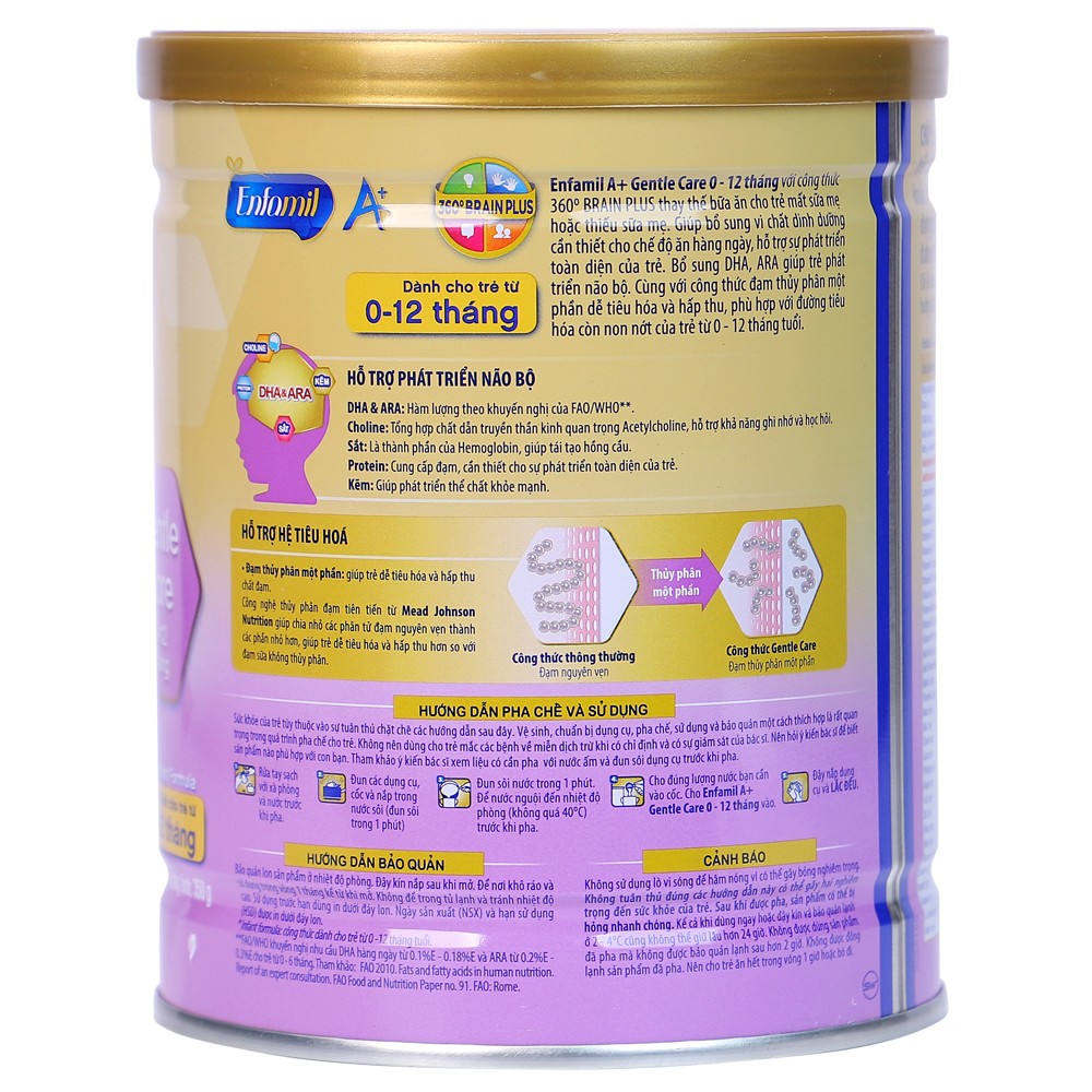 Sữa Enfamil A+ Gentle Care 360 Brain Plus 400g/800g (A+1)