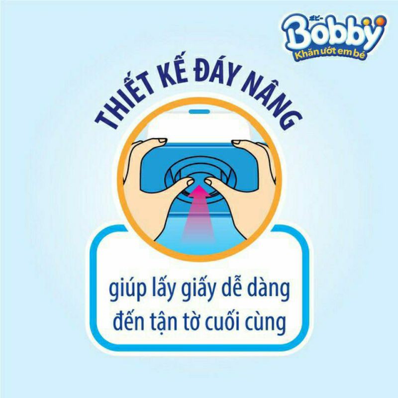 🏰HCM 🏰 Combo 10 gói khăn giấy ướt Bobby không mùi 80 tờ có nắp nhựa hàng tách khuyến mãi có dính băng keo