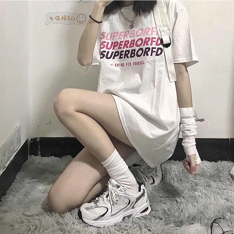 Áo Thun Tay Ngắn Cổ Tròn Dáng Rộng In Họa Tiết Thời Trang Mùa Hè Hàn Quốc Cho Nữ