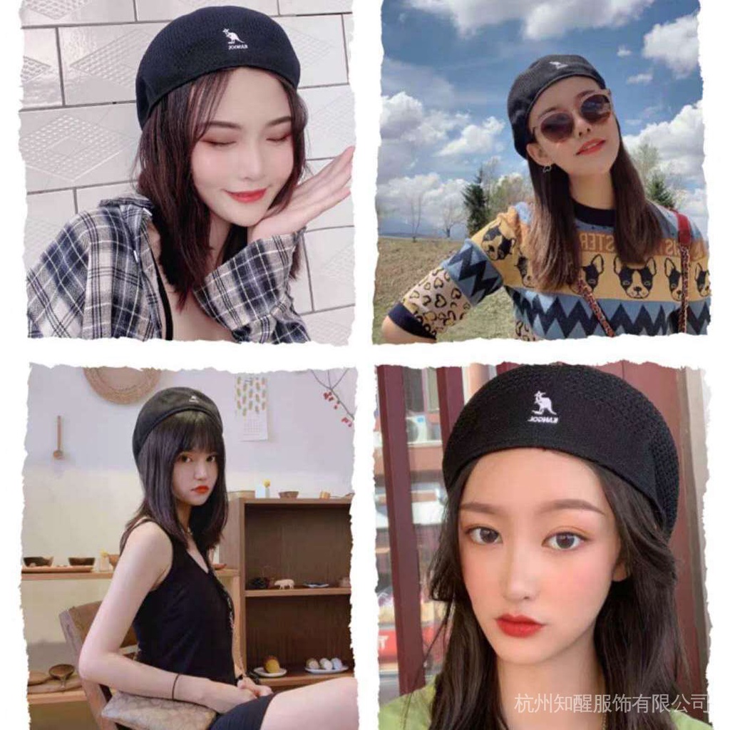 Mũ beret KANGOL phối lưới đẹp thanh lịch cho nam nữ