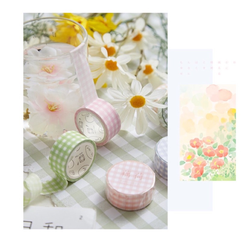 Washi Tape Kẻ Caro Tông Màu Pastel Ngọt Ngào - Ong Mặt Bự