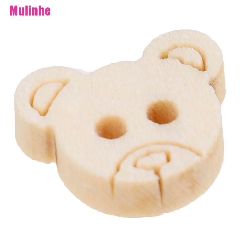 Set 20 Nút Gỗ 2 Lỗ Hình Gấu Teddy Dành Cho Trẻ Em