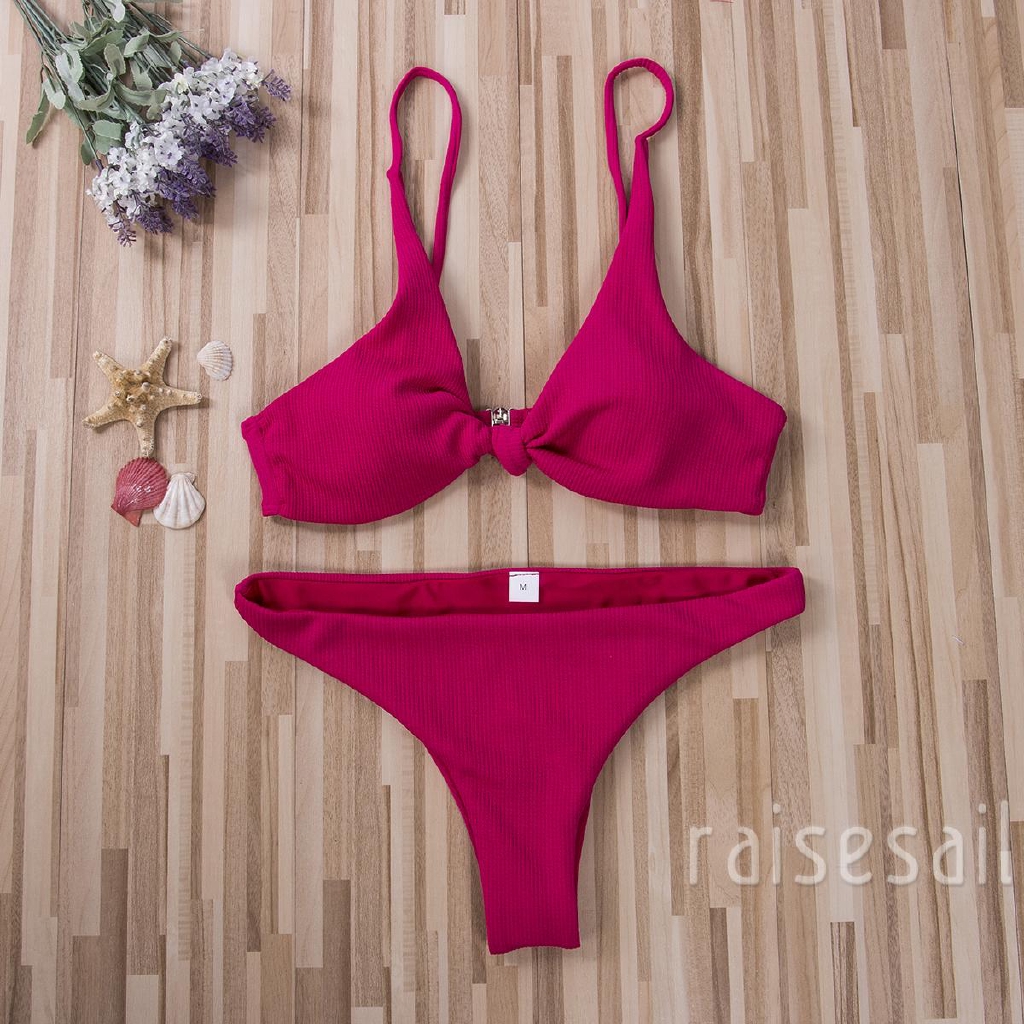 Bộ bikini hai mảnh màu trơn quyến rũ cho nữ | BigBuy360 - bigbuy360.vn