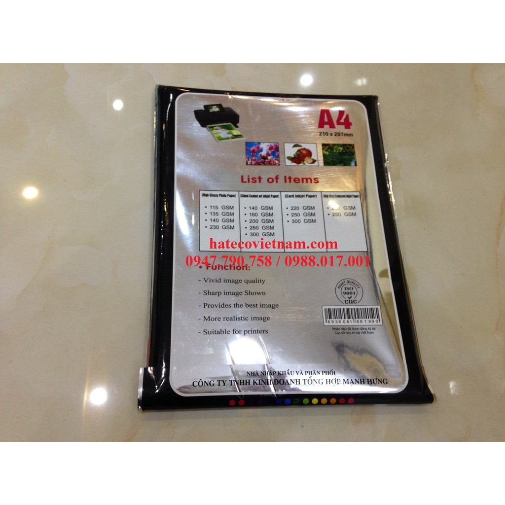 100 tờ Giấy in ảnh Couche Mạnh Hưng ĐL 135gsm, bóng 1 mặt