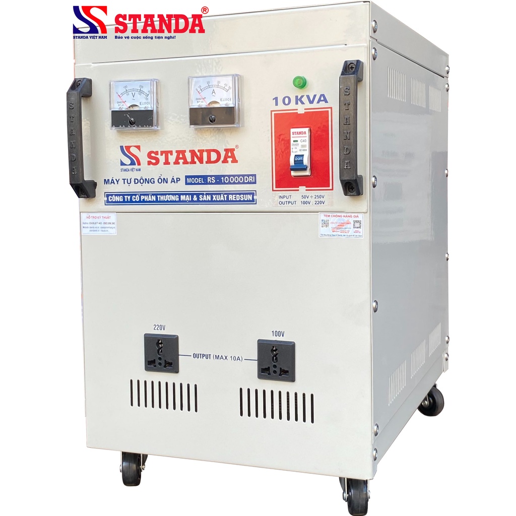 ỔN ÁP STANDA 15KVA DẢI 50V-250V - Ổn áp Gia Đình, Kinh doanh dải rộng 100% dây đồng Tiêu Chuẩn EU
