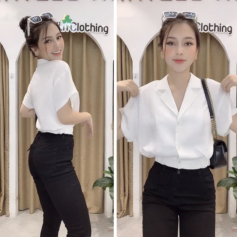 Áo Sơ Mi Nữ Trắng Ngắn Tay, Vải Voan Xịn Xò💖 Freeship💖 Sơ mi nữ trắng