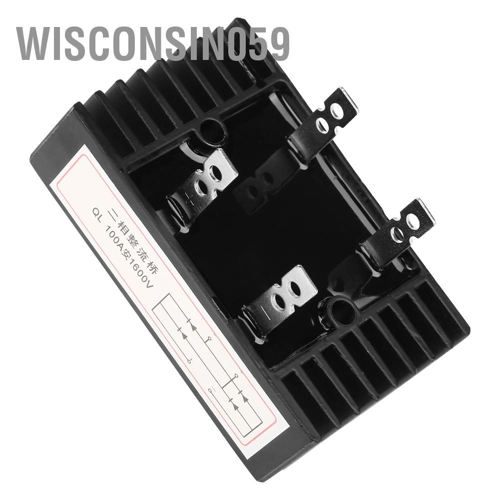 Wisconsin059 1pc 100A Amp 1600V Điện áp 2 pha Diode chỉnh lưu Cầu Công suất cao Màu đen