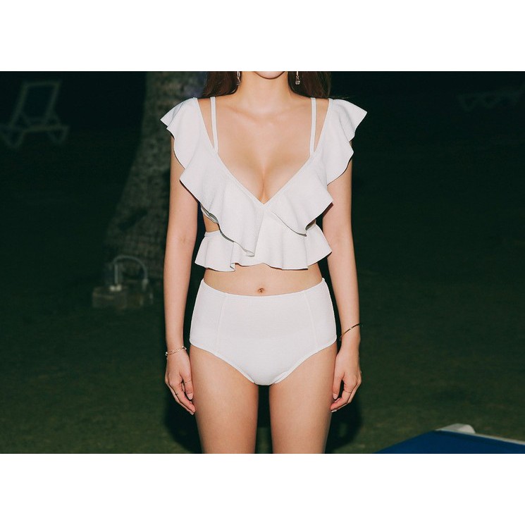 Bikini bèo 2 màu trắng, hồng dễ thương 👙 Bikini 2 mảnh, cạp cao nữ tính 👙 Đồ bơi nữ cực xinh 👙 STELLA | BigBuy360 - bigbuy360.vn