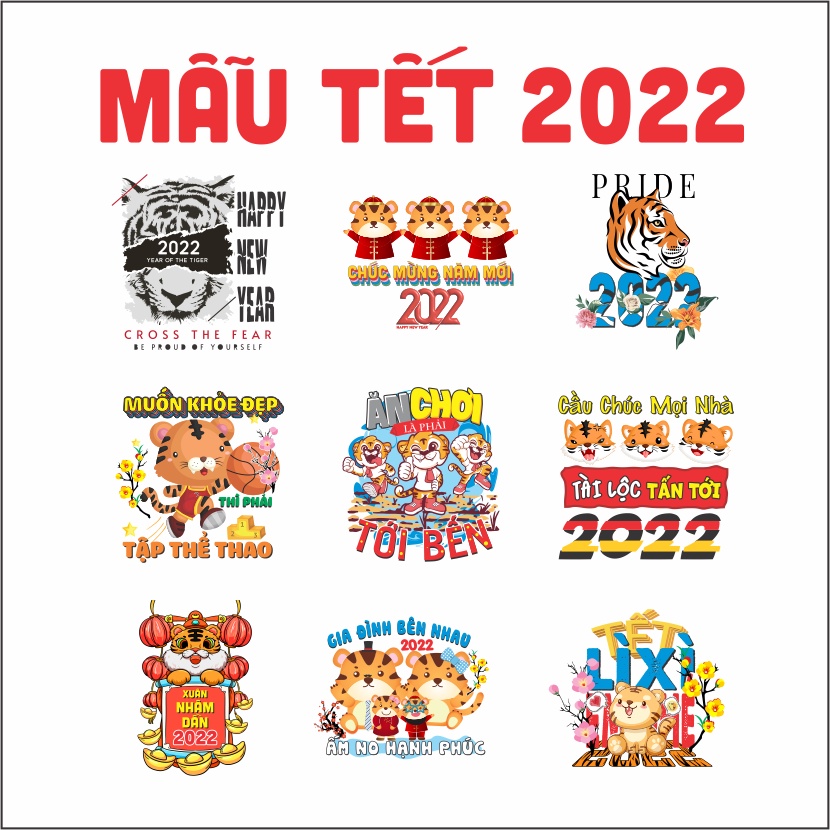Hình ủi , hình ép nhiệt - Combo Mẫu in Tết Nhâm Dần 2022 mã 07