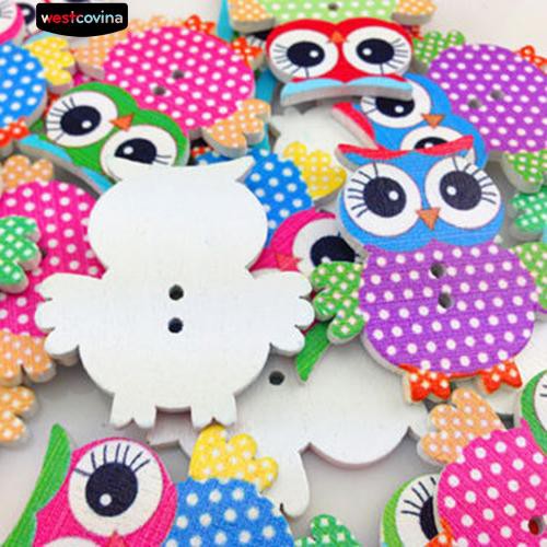 Bộ 10 Nút Gỗ Hình Cú Ngộ Nghĩnh dùng trong may vá