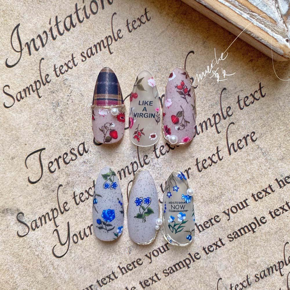 Miếng Dán Trang Trí Móng Tay Tự Dính Họa Tiết 5D Kiểu Nhật Bản Dễ Thương