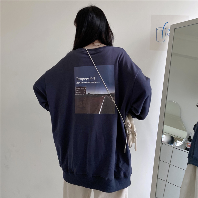 Áo thun mỏng dáng rộng in chữ thời trang mùa thu phong cách Hàn Quốc 216179 | BigBuy360 - bigbuy360.vn