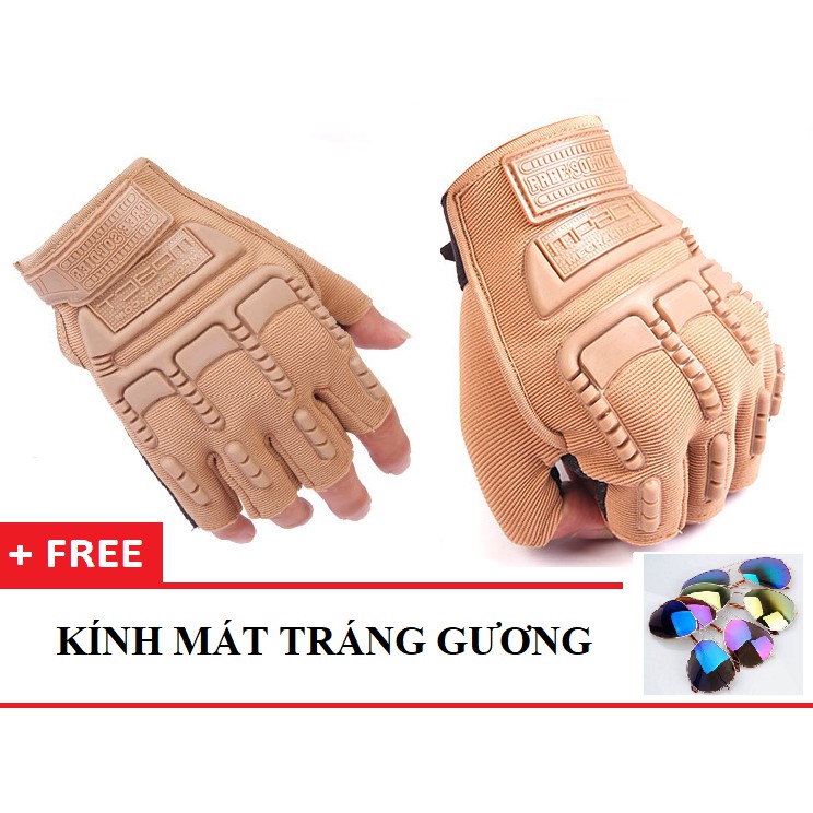 ✔️✔️ [CÓ QUÀ TẶNG] Găng tay nam hở ngón kiểu lính MP + Tặng 1 KÍNH MÁT TRÁNG GƯƠNG