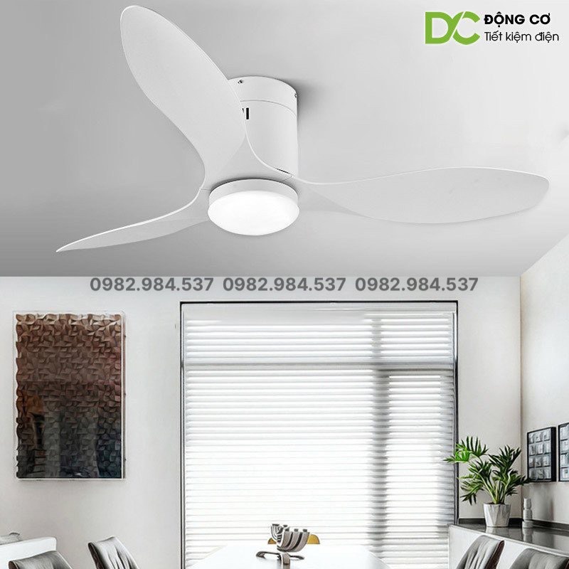 Quạt trần căn hộ chung cư-Quạt sát trần có đèn động cơ DC lõi đồng có đảo chiều,6 tốc độ gió lắp được cả trần thạch cao
