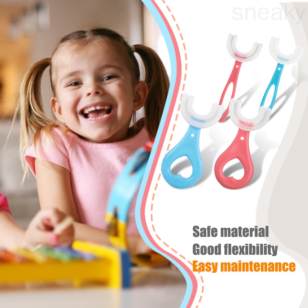 [Hàng mới về] Bàn chải đánh răng trẻ em bằng silicon hình chữ U tiện lợi