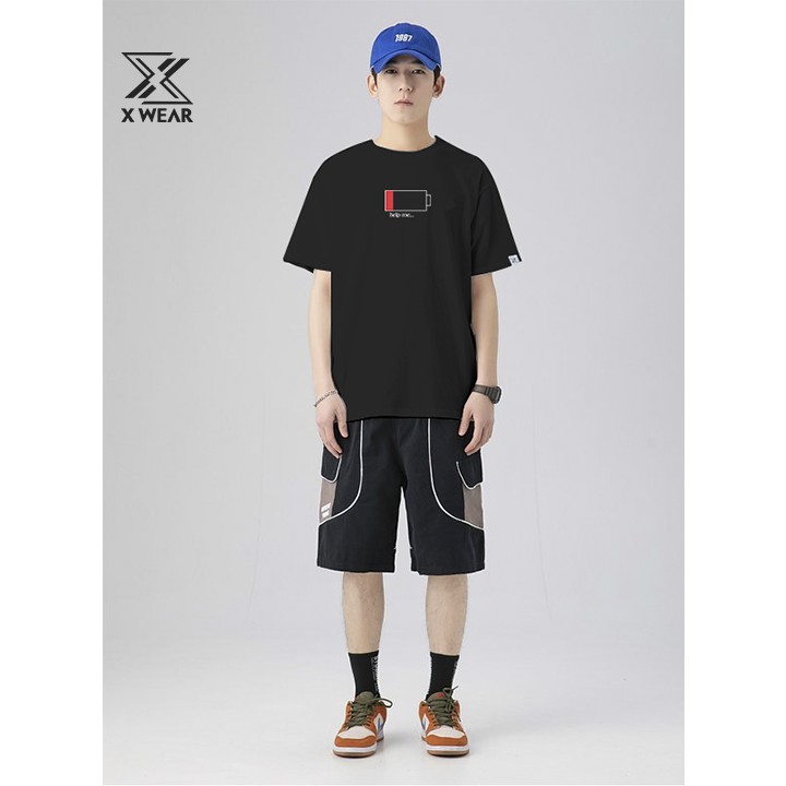 Áo thun unisex X WEAR hình Pin năng lượng cotton co giãn 4 chiều TBSA04