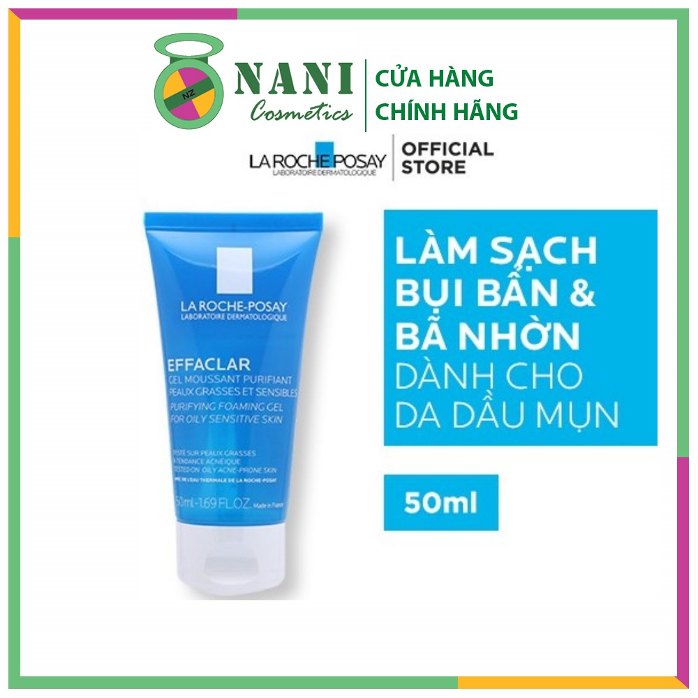 Gel rửa mặt tạo bọt làm sạch dành cho da dầu nhạy cảm La Roche-Posay Effaclar Foaming Gel 50ml | BigBuy360 - bigbuy360.vn