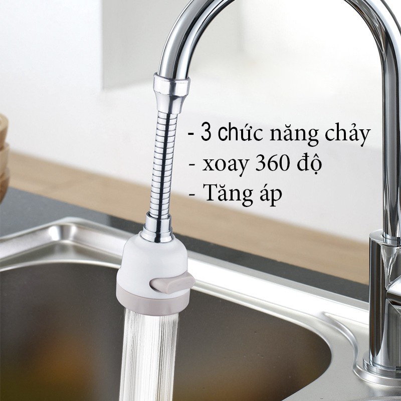 ĐẦU VÒI TĂNG ÁP ĐIỀU HƯỚNG XOAY 360 ĐỘ VỚI 3 CHẾ ĐỘ CHẢ