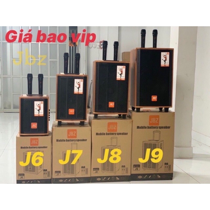 Loa kéo Bluetooth hát Karaoke Bass 2 tấc 200W JBZ J7 tặng kèm 2 Micro không dây