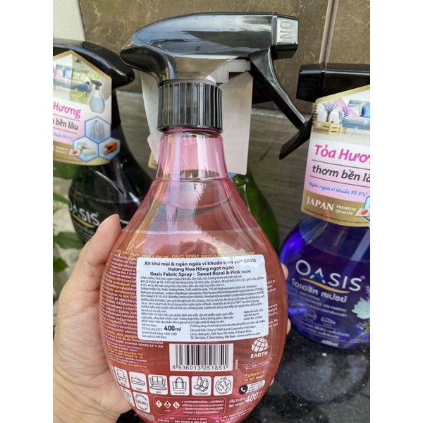 Chai Xịt Khử Mùi Và Kháng Khuẩn Oasis 400ml