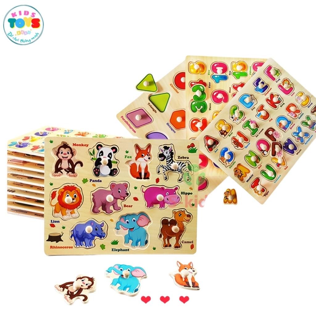 Đồ Chơi Gỗ Cho Bé HagykidHN Bảng Ghép Hình Núm Gỗ Thông Minh Loại Dày To Đẹp 20x30cm Nhiều Chủ Đề