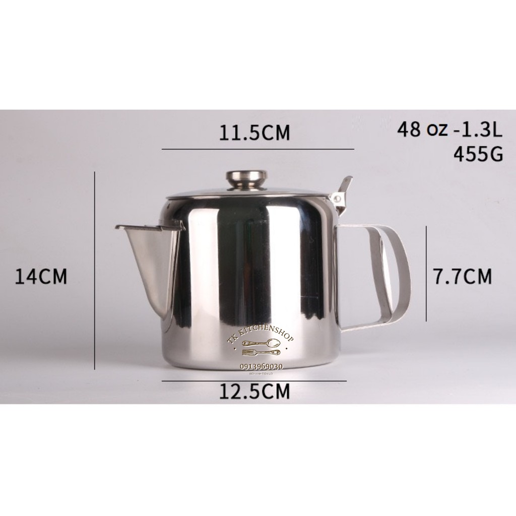 Ca đựng nước có nắp đậy inox sáng bóng/ Ấm rót nước inox hàng không/ Ấm rót trà cafe inox 304 dày đẹp