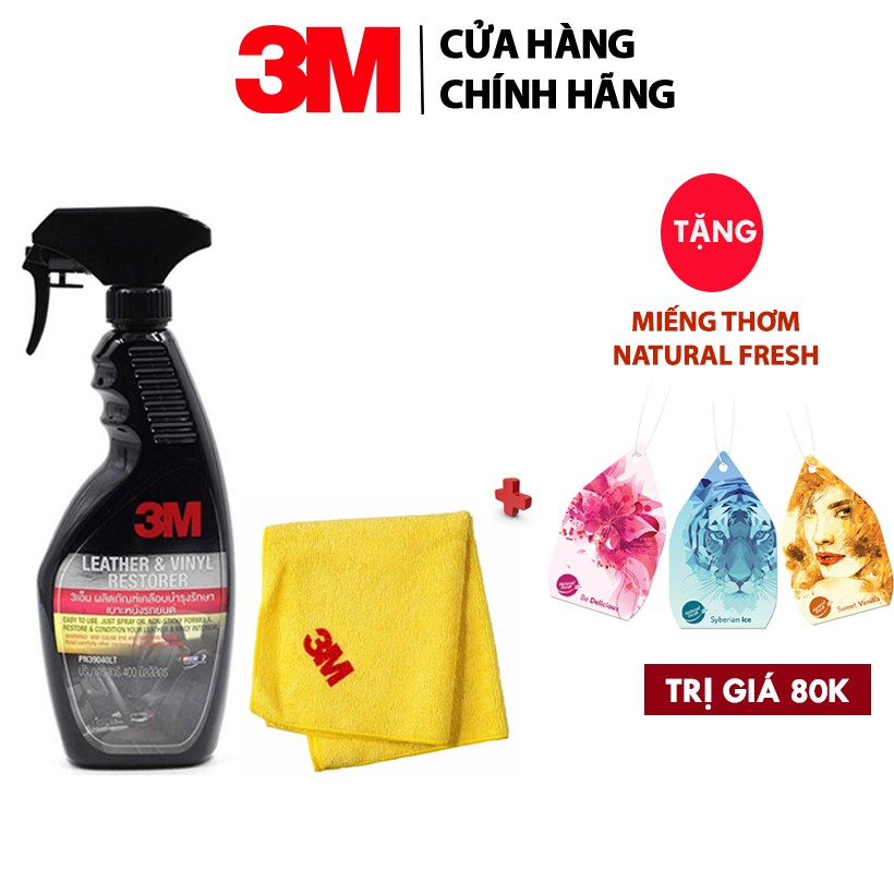 Combo Chai Xịt Chăm Sóc Và Bảo Vệ Nội Thất Ô Tô 3M 39040LT 400ml Và Khăn Lau Xe Chuyên Dụng 3M - Tặng Miếng Thơm