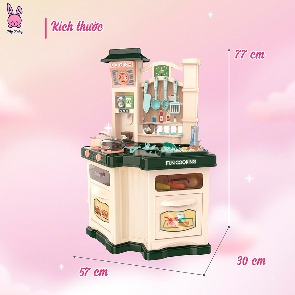 Đồ chơi nhà bếp trẻ em có đèn và nhạc, Mô phỏng đồ dùng nhà bếp nấu ăn, Trẻ em 2 đến 8 tuổi, Mybaby