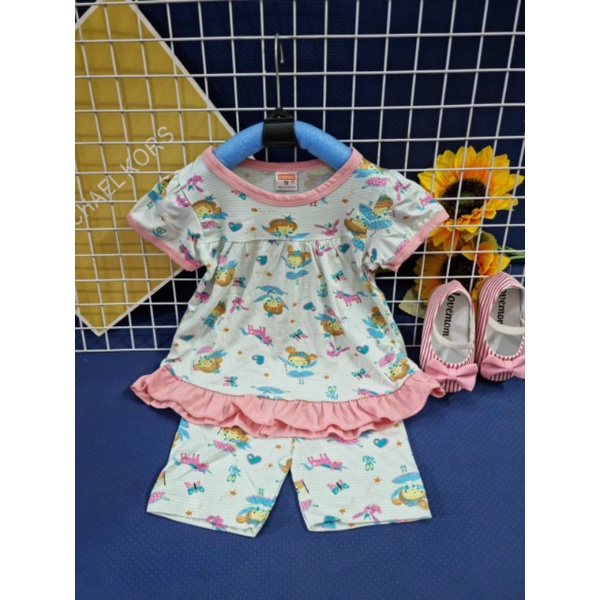 (6-23kg) Bộ babydoll quần lửng ngố bé gái thun cotton 4 chiều