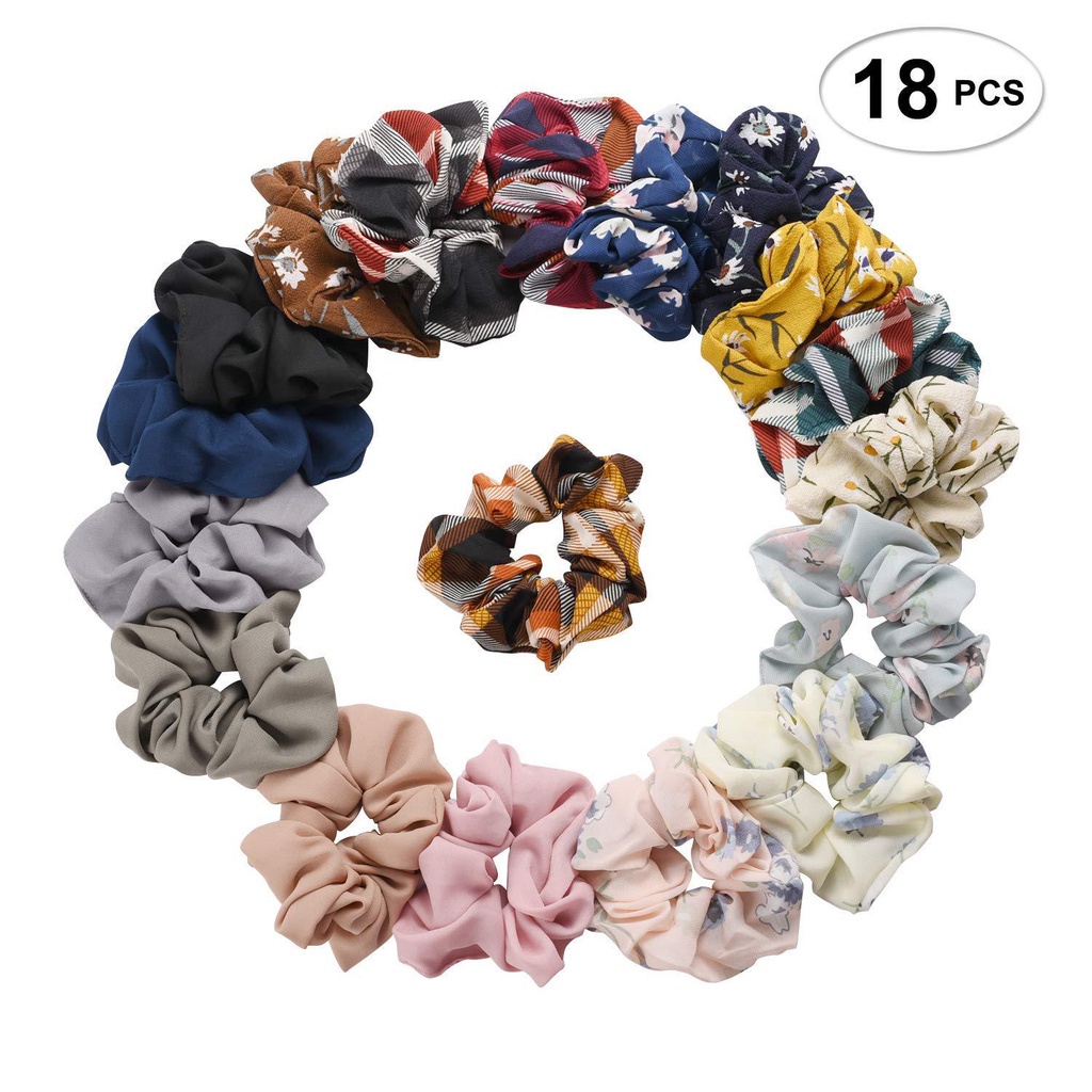 Dây buộc tóc Haimeikang vải chiffon kiểu tròn cỡ lớn màu sắc tươi tắn kiểu Hàn Nhật