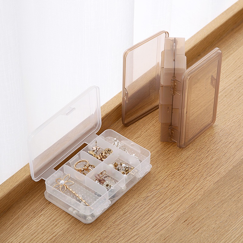 Hộp Đựng Trang Sức Hai Tầng Bằng Nhựa / Nhựa Trong Suốt 10 Ngăn Mini