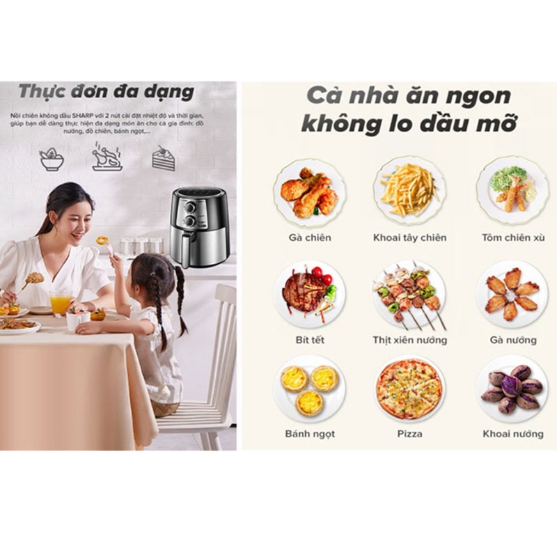 Nồi Chiên Không Dầu Sharp KFAF42MVST 4.2L✅ Bảo Hành Chính Hãng 12 Tháng