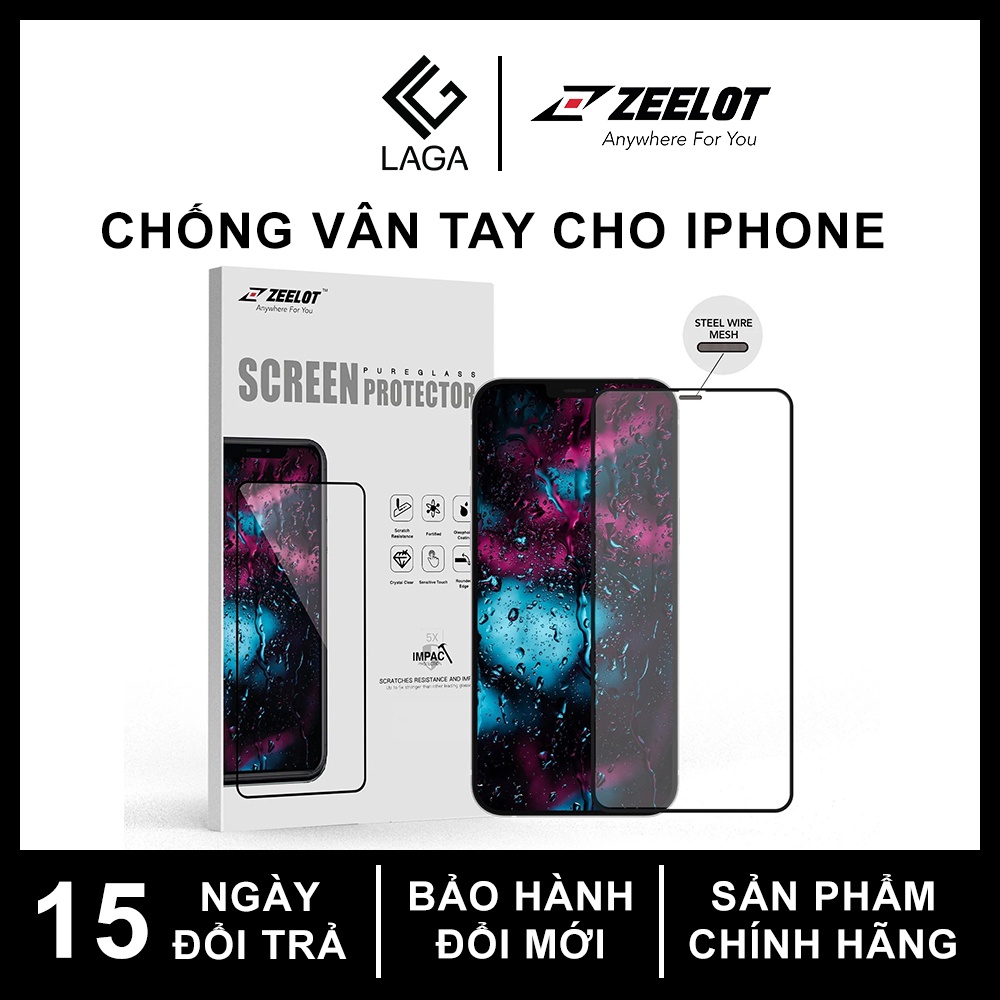 Kính Cường Lực Chống Vân Tay Zeelot Anti-Glare Lưới Thép Chống Bụi Cho iPhone 12/11 Pro Max/11 Pro/11/XS Max/XS /X/XR