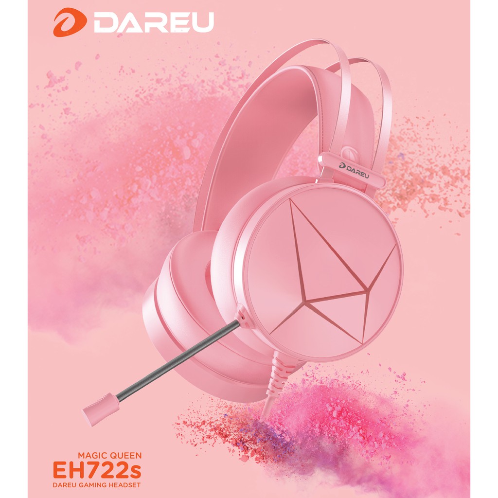 Combo tai nghe DareU EH722s Pink, chuột DareU EM905 Pro Pink Wireless