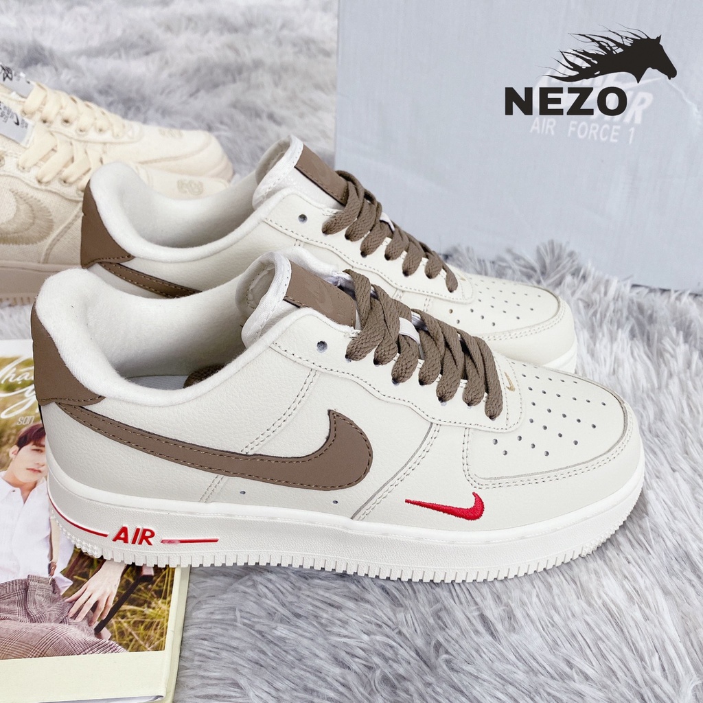 Giày thể thao AF1 vệt nâu, Giày sneaker air force 1 low premium white brown nam nữ cực chất dễ phối đồ | BigBuy360 - bigbuy360.vn