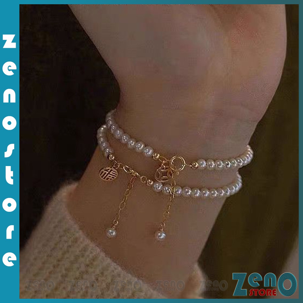 Vòng tay chuỗi ngọc ZenO LT05 , lắc tay nữ phong cách Hàn Quốc dành cho nữ