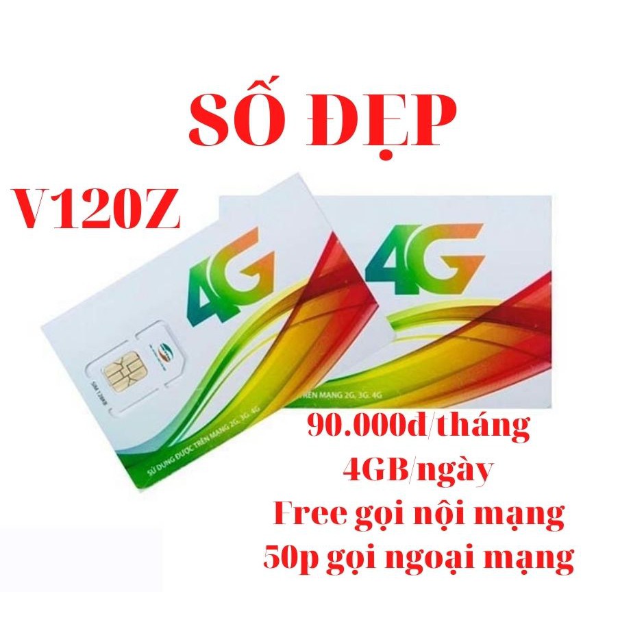 [Mã ELFLASH5 giảm 20K đơn 50K] Sim Viettel V120Z 4GB/ngày , Chỉ 90k/tháng , Được chọn số