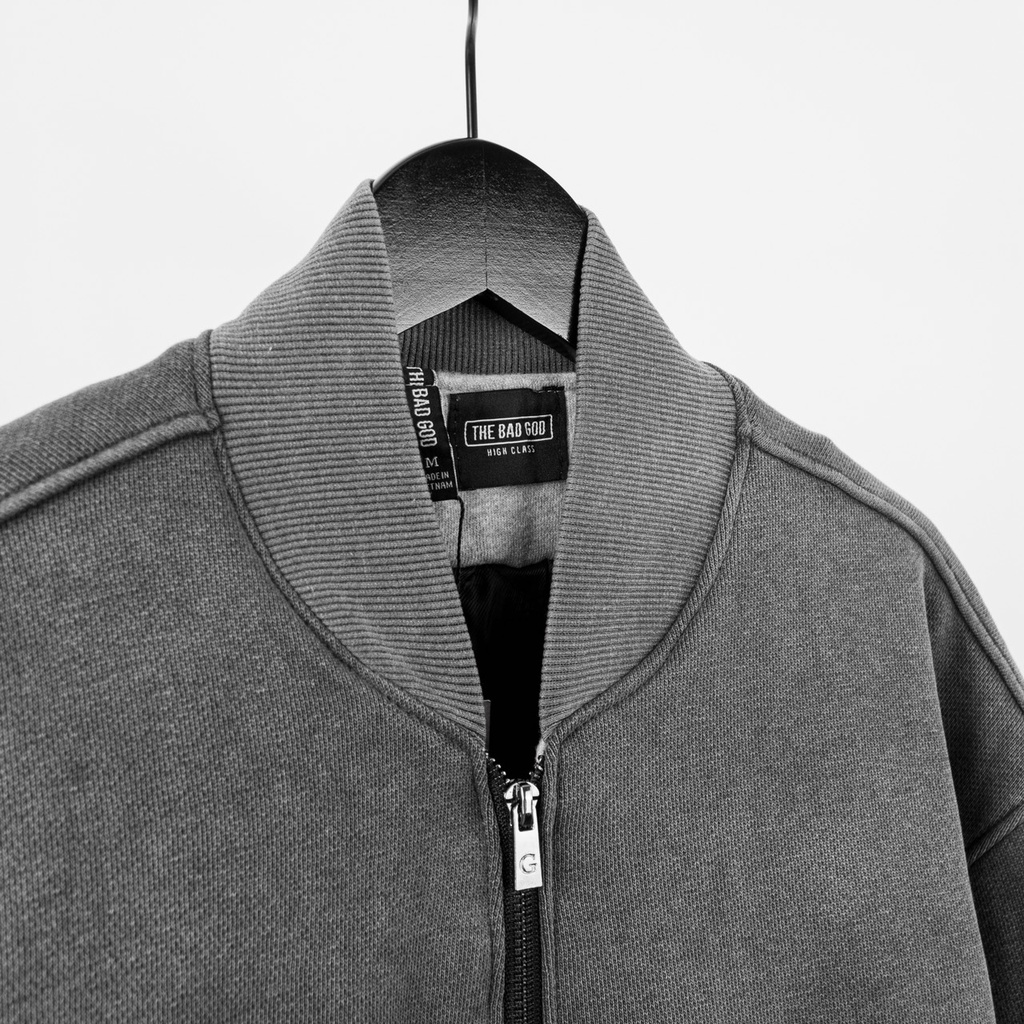 Áo khoác bomber varsity jacket The Bad God Wash Leaden