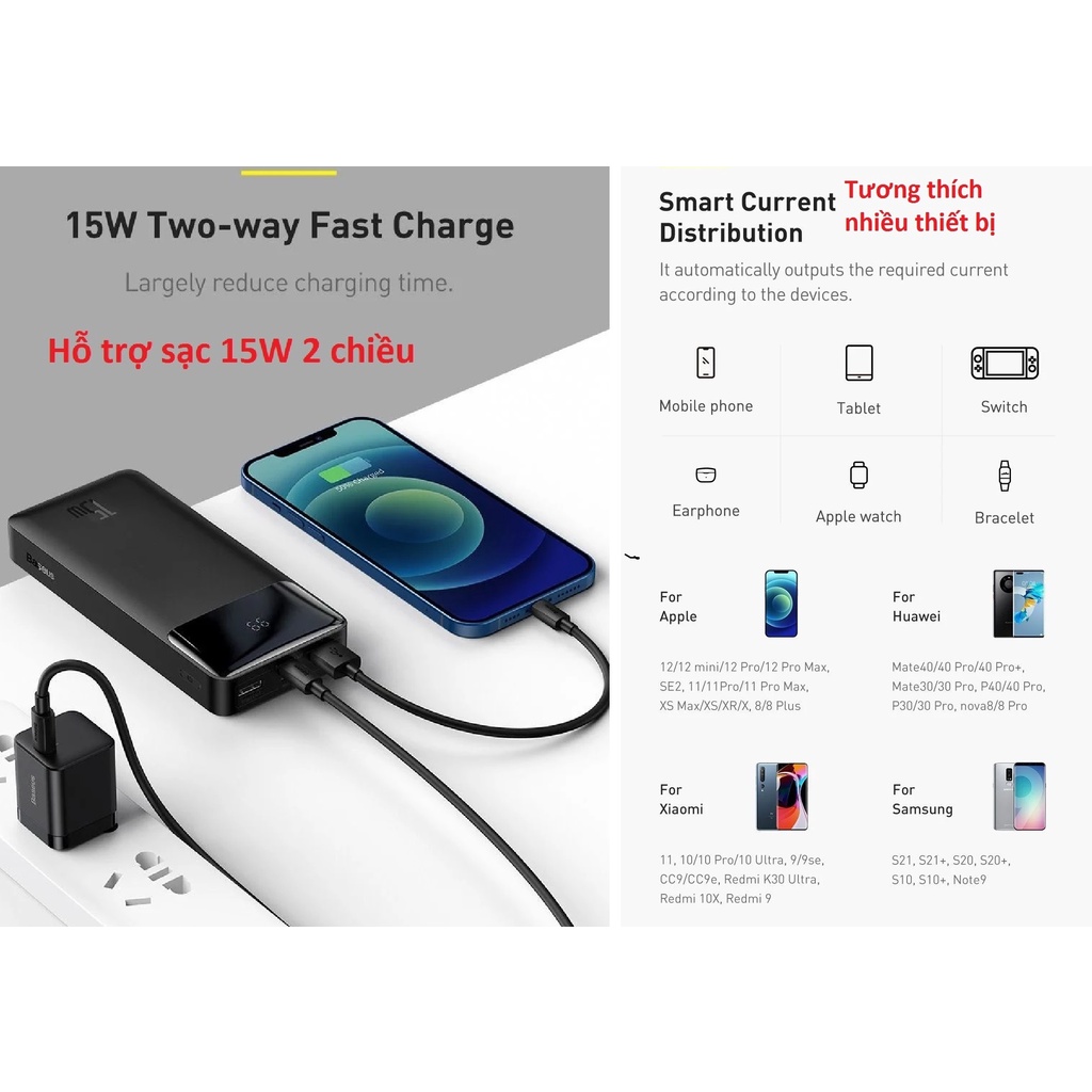 Pin dự phòng 15W Baseus Bipow Digital Display PPBD10- PPBD20