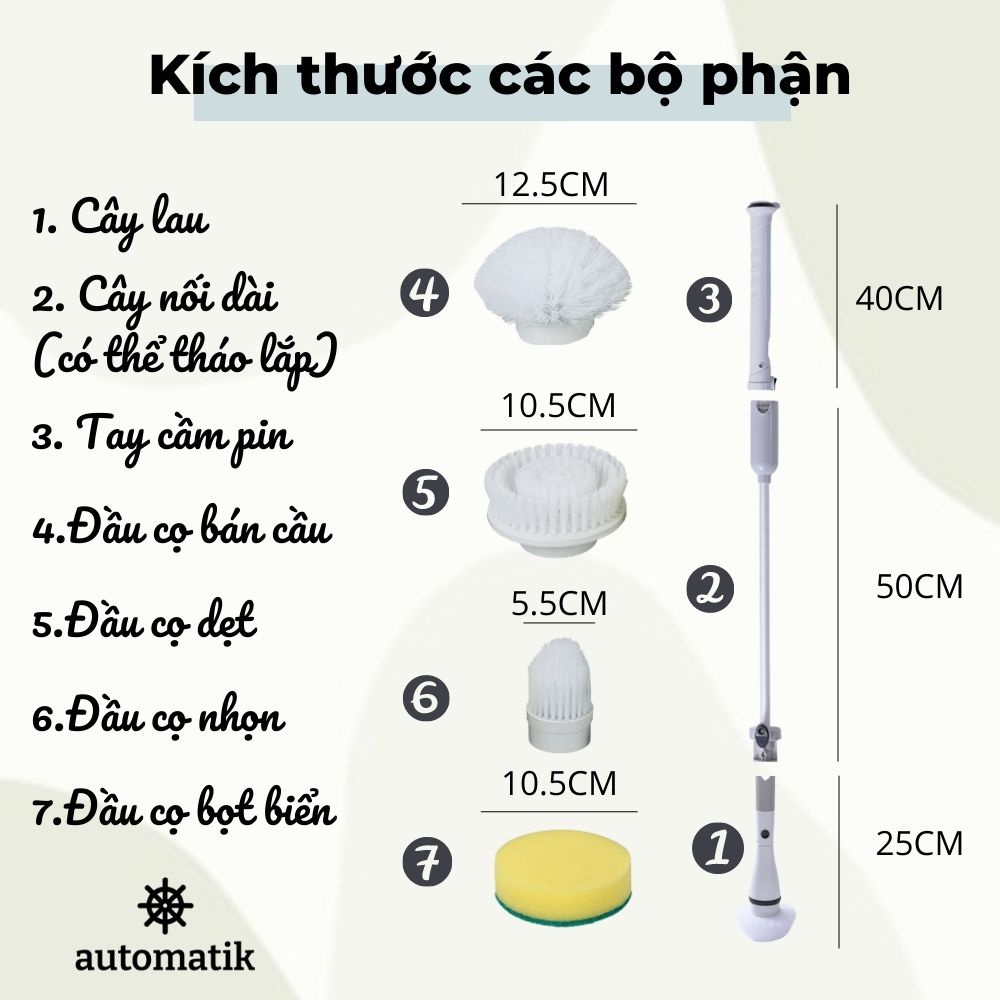 Chổi Cọ Nhà Vệ Sinh, Chà Toilet Thông Minh, Máy Cọ Rửa Sàn Nhà Tắm, Kính, Bồn Cầu Silicon Bằng Điện Jesopb - Automatik