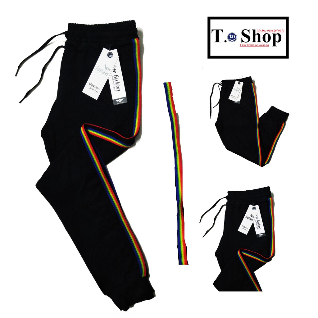 Quần thun jogger nữ - nam  - legging dây sọc sắc màu ( 3 Loại - bo chân - ảnh + video thật) | BigBuy360 - bigbuy360.vn