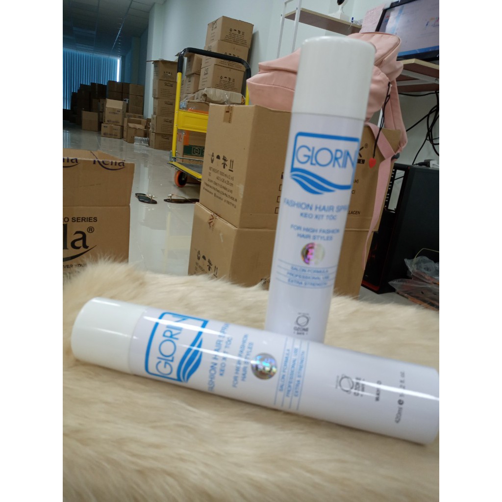 Keo xịt tóc GLORIN trắng Mỹ loại 1 420ml  tạo kiểu tóc đẹp, định hình tóc trong nhiều giờ ,tạo độ phồng mượt