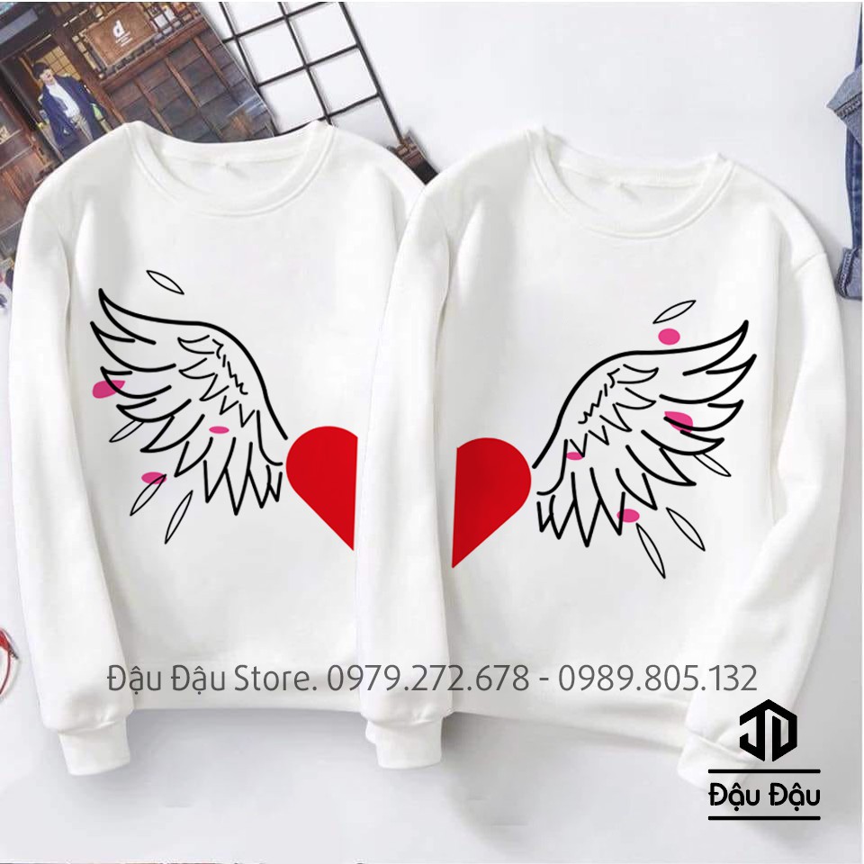 ÁO NỈ CẶP THỜI TRANG, ÁO ĐÔI DÀI TAY MẪU MỚI