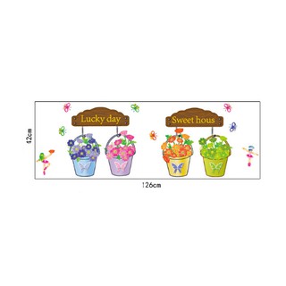 Decal trang trí 4 chậu hoa xinh