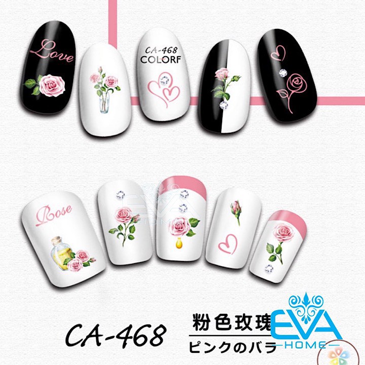 Miếng Dán Móng Tay 3D Nail Sticker Tráng Trí Hoạ Tiết Bông Hoa CA468