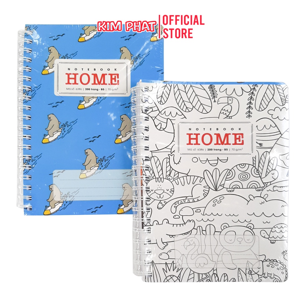 Sổ Lò Xo A4 Kẻ Ngang Bìa Bồi Cao cấp 200 Trang Home - Hải Tiến A4/B5/A5/A6