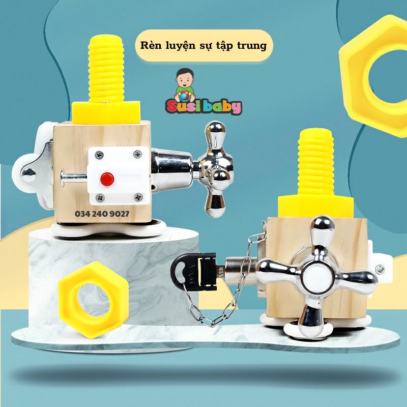 [KÈM QUÀ TẶNG] Khối Bận Rộn 6 Mặt Giúp Tăng Cường Kĩ Năng Sử Dụng Đồ Dùng Trong Nhà Cho Bé - Đồ Chơi Cho Bé