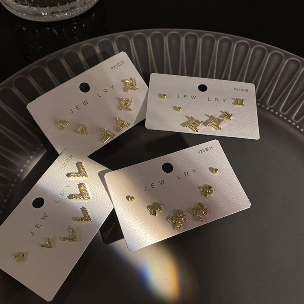 Bộ 3 Đôi Bông Tai Đính Đá Zircon Đơn Giản Dễ Phối Đồ Phong Cách Hàn Quốc Cho Nữ