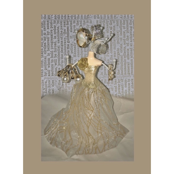 Set 3 món váy/giày/ghế treo trang sức hoàng kim sang trọng