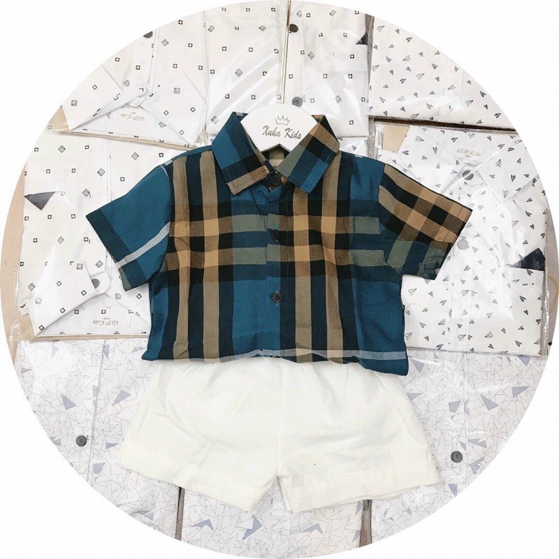 Áo so mi cộc tay bé trai 9-26kg